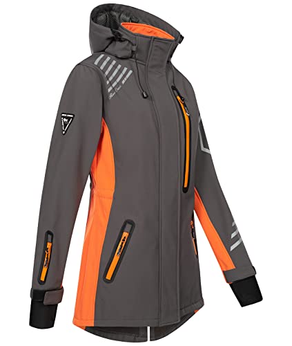 Rock Creek Damen Softshell Jacke Mantel Regenjacke Übergangsjacke Softshelljacke Damenjacke Regenmantel Outdoorjacke Kapuze D-491 Anthrazit L