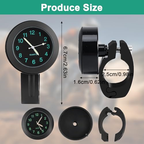 Motorraduhr für Lenker uhr Wasserdicht Leuchtend motorrad Fahrraduhr Universal Lenkerhalterung (Schwarz)