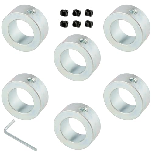 YIXNSW 6 Stück Stellringe Stellring Achse 20mm Begrenzungsring Schaftring Stellringe mit Sechskantschlüssel für Sackkarrenreifenhandträger Silber