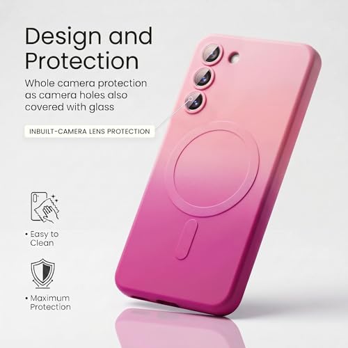 Image of amazon basics Gradient Mag-Safe Case for Samsung Galaxy S23 5G | Soft Silicone Shockproof Cover with Camera Protection | Slim Lightweight Design | Smooth Touch & Durable - Light and Dark Pink