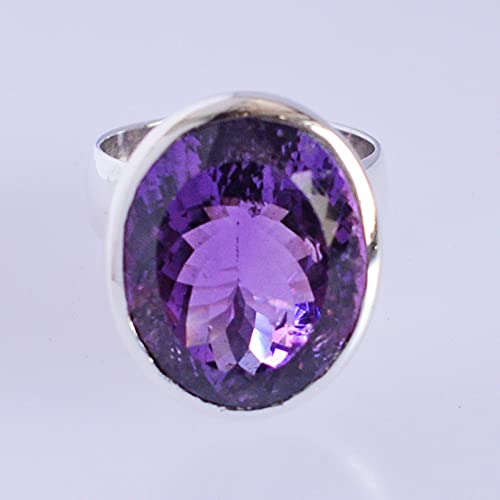 Plata de ley 925 fina con amatista morada ovalada de alta pureza y dise&ntilde;o exclusivo 5