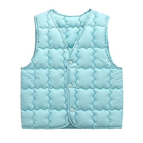 Cozomiz Boys Girls' Light Weight V-Neck Down Compact Vest,Kids Down Puffer Sleeveless Jacket Waistcoat 5-6 Years Light Blue #TOP10