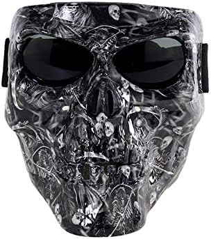 HONCENMAX Motorbike Off-Road Riding Goggles Glasses with Skull Face Mask - for Tactical Helmet M88,MICH Motorcycle Open Face Helmet - for Spooky Decor Halloween Mask Cos Mask
