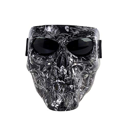 HONCENMAX Motorbike Off-Road Riding Goggles Glasses with Skull Face Mask - for Tactical Helmet M88,MICH Motorcycle Open Face Helmet - for Spooky Decor Halloween Mask Cos Mask