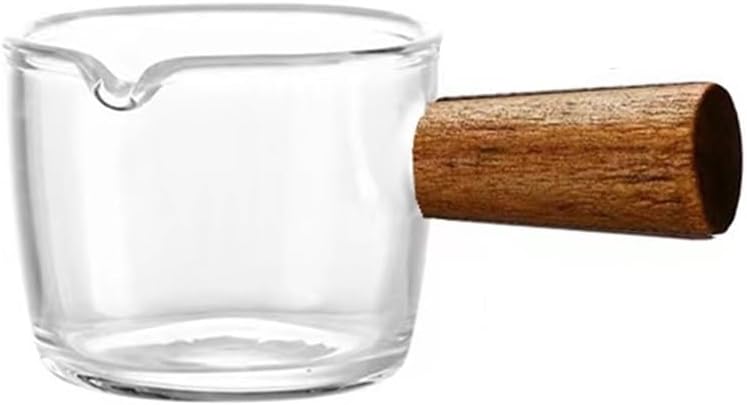 Gravy Boat Glass Milk Jugs Small Milk Cups Wooden Handle Milk Canisters Dipping Saucer Seasoning Small Dish Steak Western Food Juice Bowl Gravy Boat Stands(Medium)
