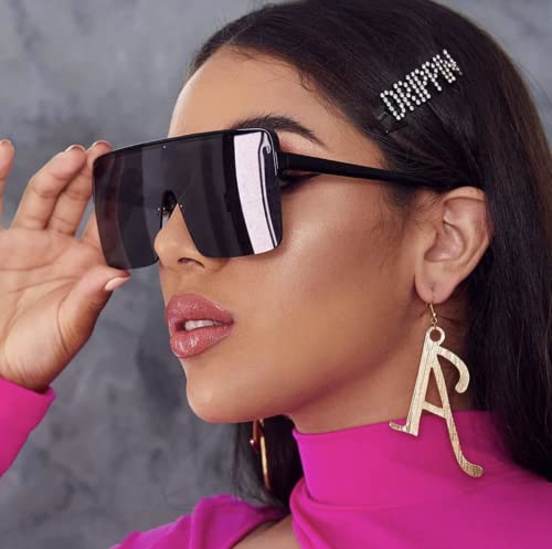 Image of W&Y YING Oversized Flat Top Shield Sunglasses for Men and Women Semi-Rimless Stylish Oversized One Piece Sport Glasses