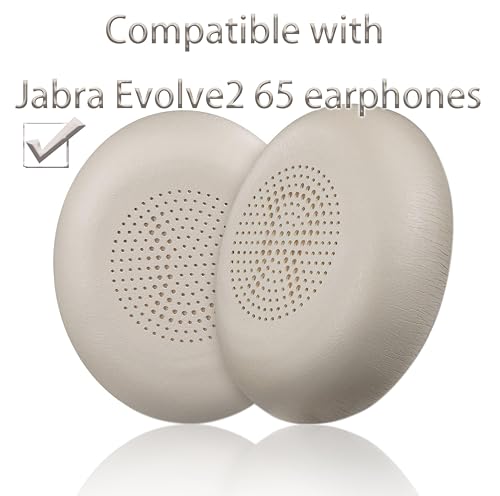 Almohadillas de repuesto compatibles con audífonos Jabra Evolve2 65 | color dorado, cojines suaves de sonido aislante de alta densidad, material de cuero de proteína miniatura 4