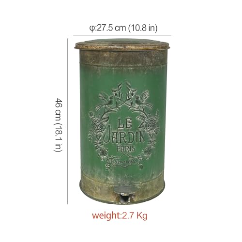 Image of Outdoor Dog Poop Trash Can with Lid-15L /4 Gal,Commercial Outdoor Retro Metal Garbage Can with Foot Pedal,Perfect for Shopping Mall,Office,Pets Park,Backyard