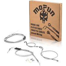 Mofun Clutch Cable & ABS Upper Hydraulic Front Brake Line & Throttle and Idle Cable Kit Compatible with Harley Dyna Street Bob Wide Glide Super Glide Custom 2012-2017, Fit 14"-16" Handlebar, Chrome