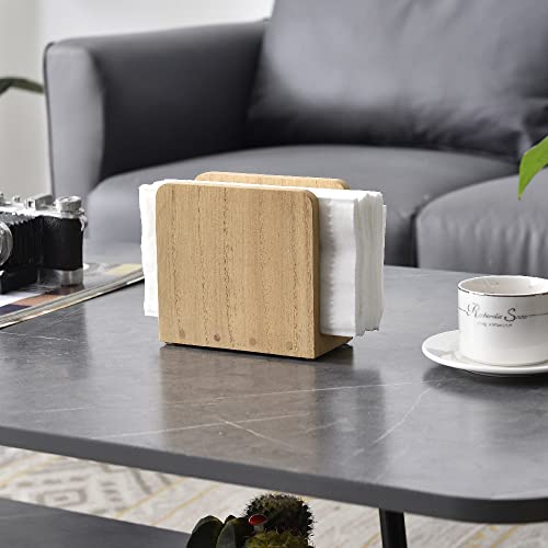 KIRIGEN Countertop Tissue Holder for Kitchen and Restroom Decor - Paper Towel Holder Holds Fold Hand Tissue Napkins on Office Table - Paper Towel Dispenser for Bar Wooden Natural（2PZJH) - Thumbnail 5