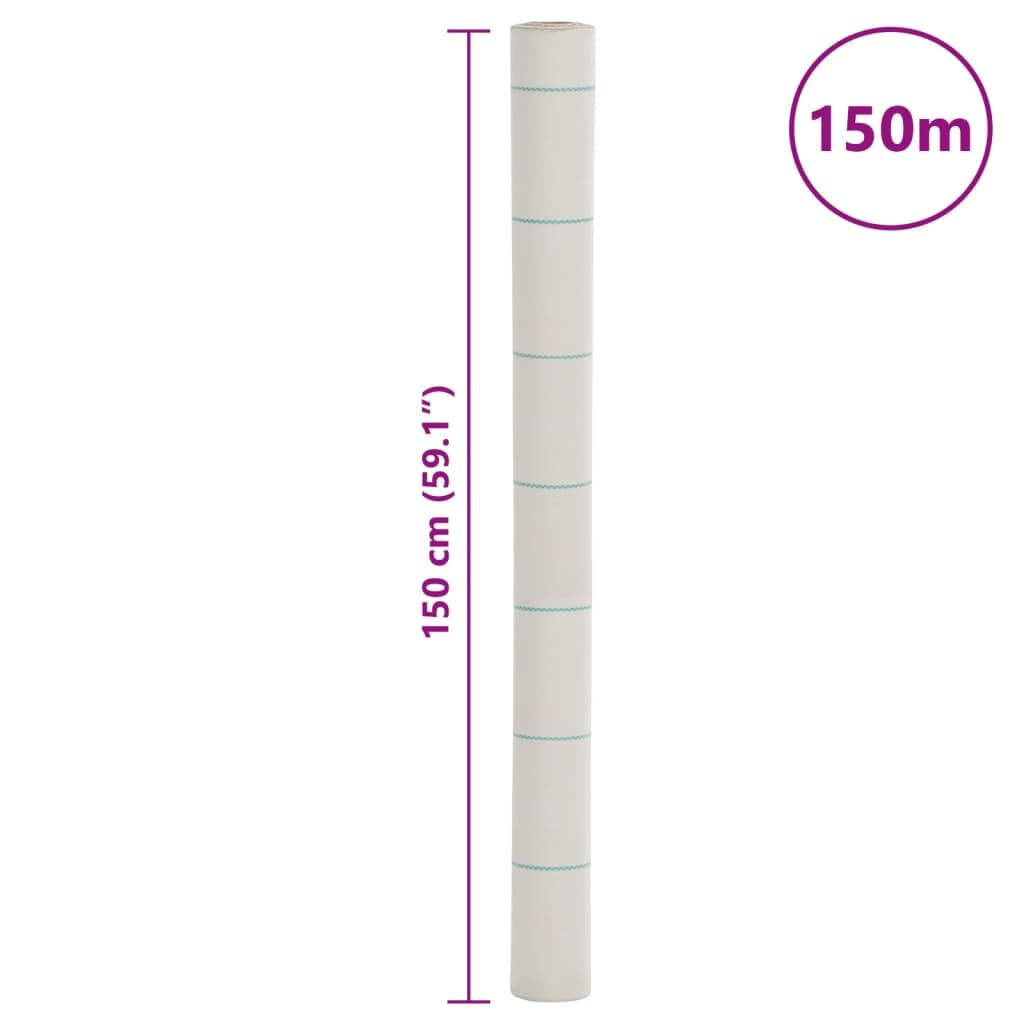 Geotextile Blanc Anti Mauvaise Herbe, Feutre de paillage PP 60 g m2, Toile de Protection 1,5 x 150 m, perméable au Sol pour Jardin, terrasse, allée, Gravier et Potager
