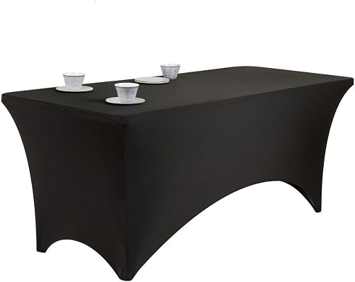 HURRIAJ Stretch-Fitted Trestle Tablecloth in Black | Stretch Fit, Trestle Table Cover, Black Colour