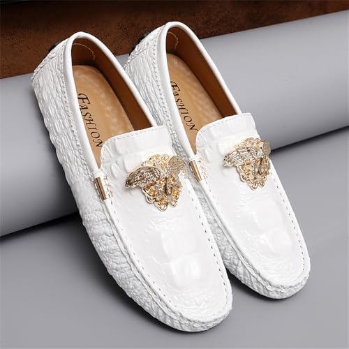 CHUUMEE Fashion Crocodile Pattern Men's Driving Penny Loafers Leather Moccasin Slip-On Casual Dress Boat Shoes4