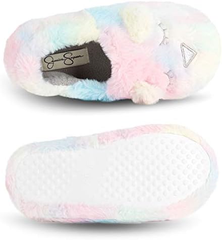 Jessica Simpson Girls Cute and Cozy Plush Slip On House Slippers with Memory Foam, Tie Dye, Small | Image 3