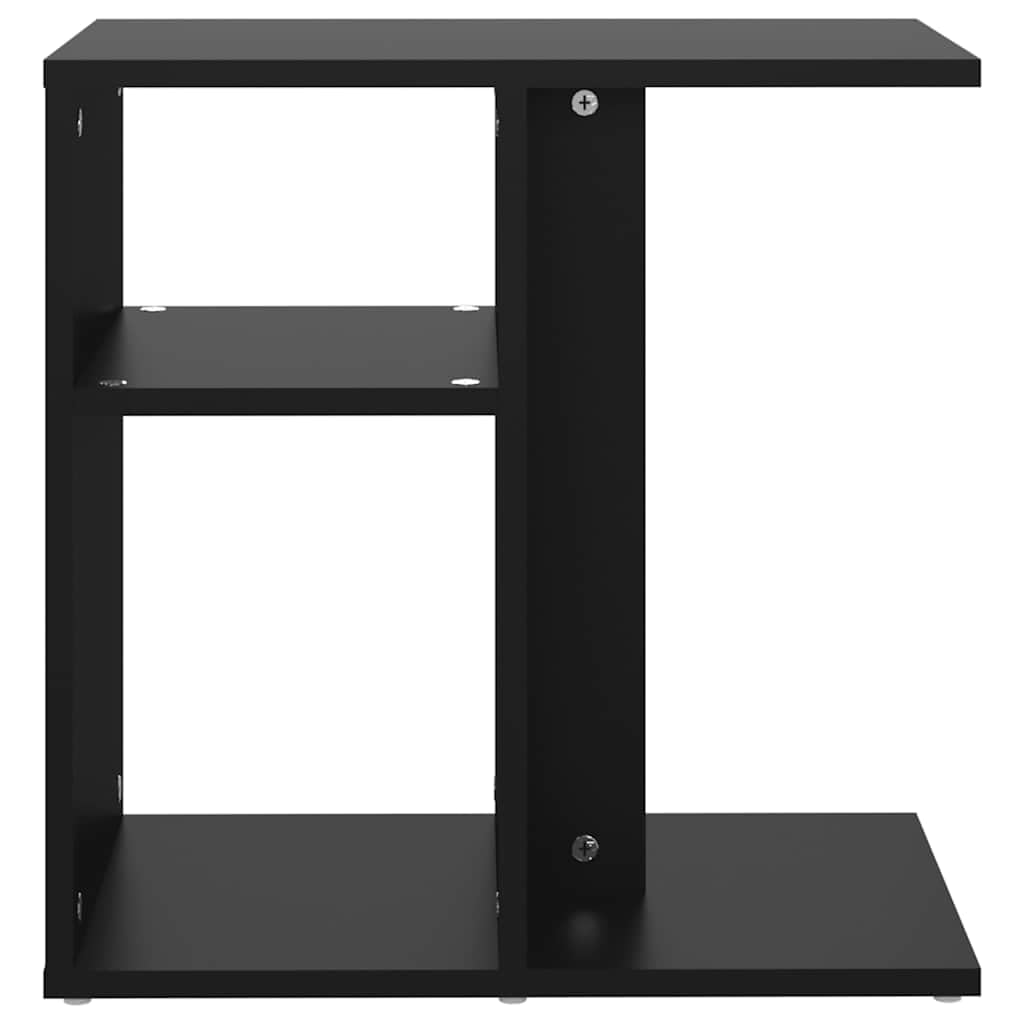 Black Side Table 50x30x50 cm Wood Based Material for Living Room Bedroom Hallway Balcony, Storage Shelf, Can Stand Horizontal or Vertical, Nightstand for Sofa Bed Lamp
