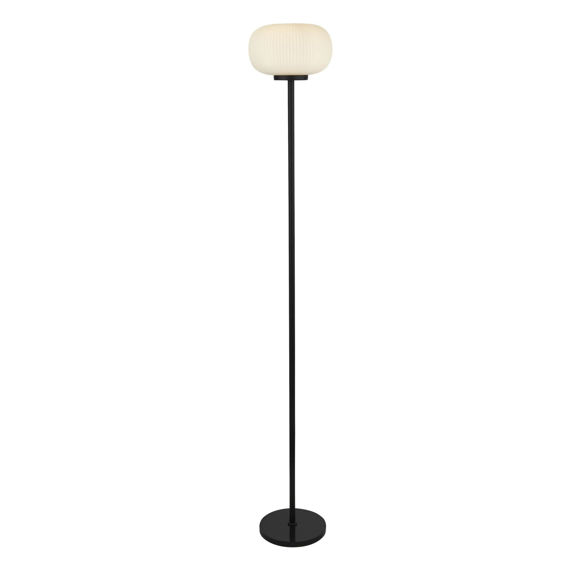Searchlight Lighting Matt Black Searchlight Lumina 1 Light Floor Lamp With Frosted Ribbed Glass