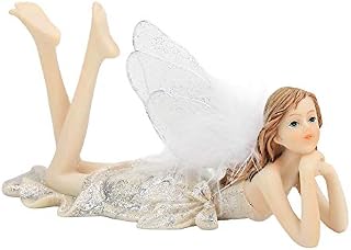 HEEPDD Resin Angel Figurine, Lovely Flower Fairy with Wings Handmade Resin Statue for Home Office Desktop Decoration Kids Christmas Birthday Gift (#6)