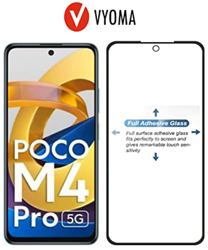 Image of VYOMA Tempered Glass Screen Protector Compatible for Redmi Note 11 / Redmi Note 11T 5G / Poco M4 Pro 5G (Black) Edge to Edge Coverage with Easy Installation kit