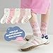 XWANZI Girls Socks Pink Grid Ribbed Cuff Smiley Face Socks Mid-Calf Cute Fashion Soft Socks for Girls 5 Pairs 3-5 Years