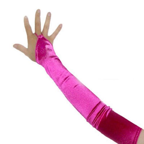 SACAS Long Fingerless Satin Gloves in Fuchsia One Size