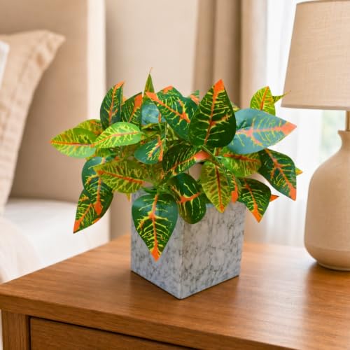 Image of fancymart Artificial Plant with Real-Touch Leaves in Pot, 25 cm, Indoor Tabletop Item for Home Decor, Office, Living Room