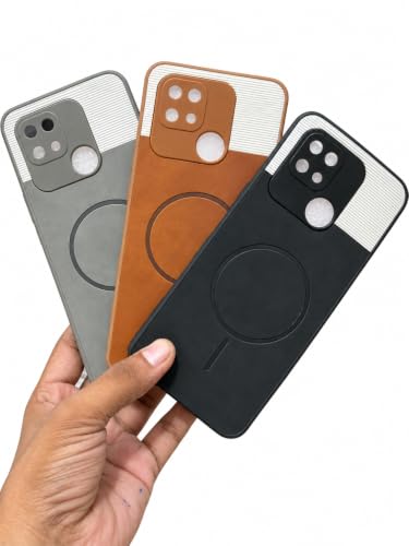 Image of Bintage Dual-Leather Mac Safe Design Phone Case| Soft Touch Finish | Full Camera Protectection Back Cover Compatible for Redmi 10 /Redmi 10 Power - White & Nut Brown