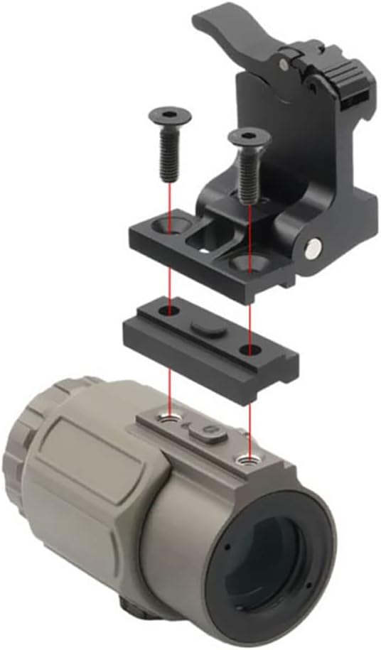 G43 3X Micro Magnifying Glass, 3X Magnifier, with Switch to Side Quick Detachable QD Mount, for Hunting (Sand)