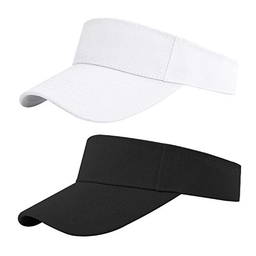 Cooraby Sports Sun Visor Hats Adjustable Sun Visor Caps For Women And Men Black, White #TOP8
