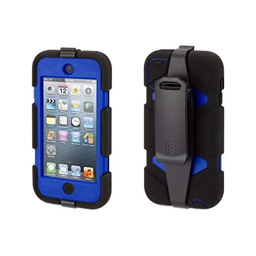 Griffin Survivor Case with Belt Clip for iPod Touch (5th/ 6th gen.) - Shock-Absorbing and Rugged Design, Black/Blue