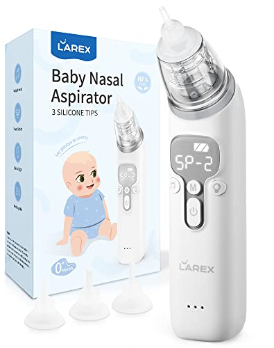 Image of Larex Baby Nose Sucker,Nasal Aspirator for Baby,Nasal Aspirator for Toddler,Electric Baby Nose Suction-Rechargable,3 Levels Power Suction,Music and Light Soothing Function