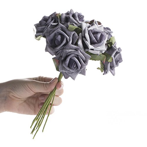 Factory Direct Craft Bundle of Cream Grey Stems - Bouquet of Foam Rose Flowers, Wedding Centerpiece, Home Decor, and Floral Arrangements (Size: 8-1/2
