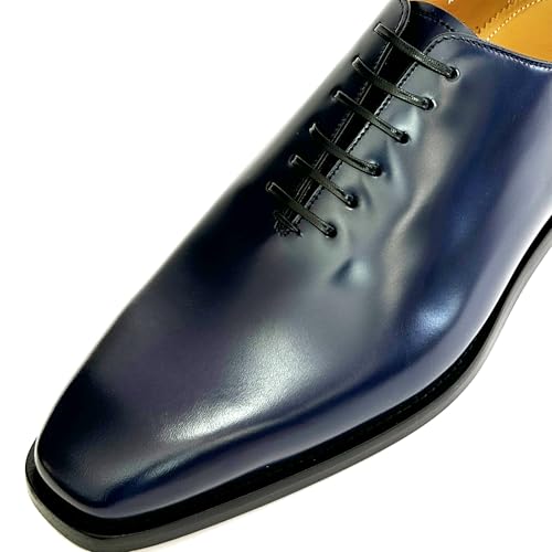 Genuine Geoffrey Navy Blue Leather Oxford Men's Welted Dress Shoes (Salvatore4