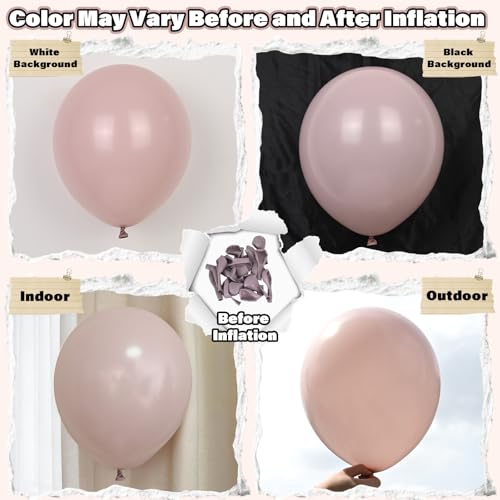 Image of Dusty Pink Beige Balloons, 60 Pcs 12 Inch Pink Sand White Balloons, Metallic Gold Nude Cream Balloon for Girls Women Birthday Pastel Bridal Shower Boho Wedding Baby Shower Engagement Party Decoration