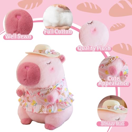 TITQWOP Pink Capybara Plush 12" Pool Party Capybara Stuffed Animal Pillows Kawaii Swimsuit Wearing Kawaii Stuffed Animal Plushie Cute Capybara Plush, Ultra Soft Hugging Gift for Kids, Girls, Boys — view 3