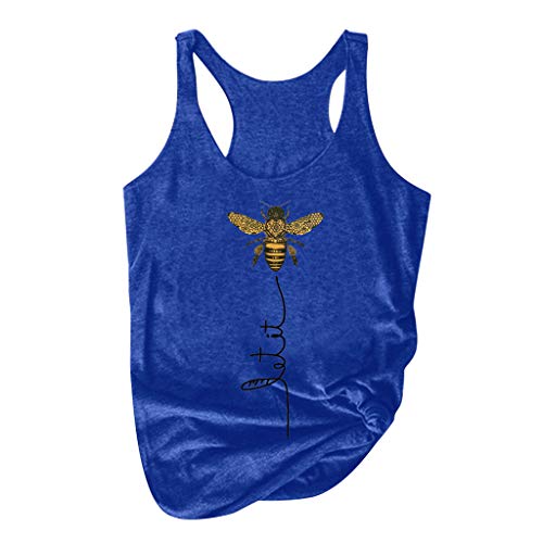 Débardeur grande taille pour femme à imprimé abeille chic en bleu-D taille XL