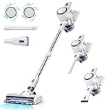 Tryseek Cordless Vacuum Cleaner, Powerful Stick Vacuum with 45 Mins Runtime, 2 Suction Modes, Anti-Tangle Brush Head, Lightweight Vacuum Cleaners for Home Hardwood Floor Low-Pile Carpet Pet Hair