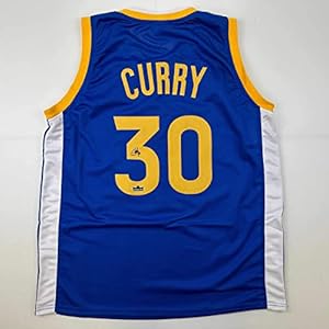 Facsimile Autographed Stephen Steph Curry Golden State Blue Reprint Laser Auto Basketball Jersey Size Men’s XL