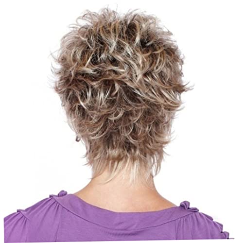 Perruque blonde courte moelleuse en couches pour femmes - Bonnet réglable et respirant