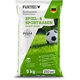FUXTEC Rasensamen Spiel- & Sportrasen FX-RSSP5, robuster Gartenrasen für Neu- und Nachsaat, hohe Keimfähigkeit, dichter Wuchs, belastbar & trittfest, 5 kg für ca. 250 m²