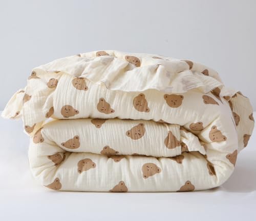 CLoucl 100% Cotton Muslin Crib Comforter/Quilt,Ultra Soft Cozy Reversible Baby Blanket,All Season Toddler Blankets for Boys and Girls, Machine Washable,41