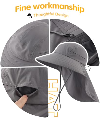 Image of Home Prefer UPF 80+ Sun Hat for Men Women Wide Brim Sun Hat with Neck Flap Summer Beach UV Protection Gardening Fishing Hat