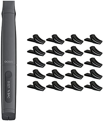 OCIGO Mobile Breathalyzer Accuracy Rechargeable Wireless Connectivity Breath Alcohol Tester with Mouthpieces (20-Pack) (2 Items)