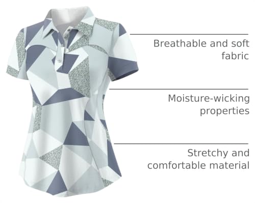 Image of TFSDOD Womens Golf Polo Shirts Collared Short Sleeve T Shirt Lightweight Moisture Wicking Polo Casual 3 Buttons Outfits