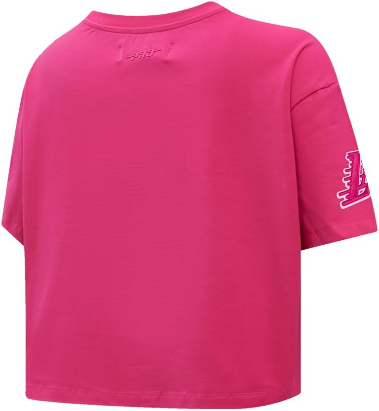 Pro Standard Womens NBA Los Angeles Lakers Classic Triple Pink Short Sleeve Boxy Tee Beetroot Purple S - Image 4