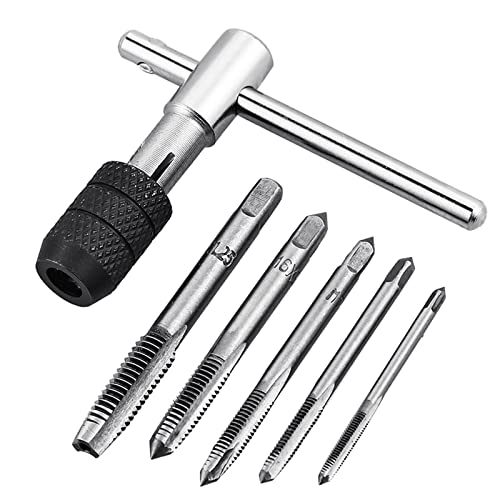6PCS/Set Tap Drill Wrench Tapping Threading Tool M3-M8 Screwdriver Tap Holder Hand Tool Thread Metric Plug Tap Screw Taps MINGPING