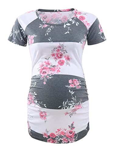 Bbhoping Women's Maternity Tops Short & Long Sleeve Baseball Crew Neck Classic Side Ruched Pregnancy T-Shirt #TOP1