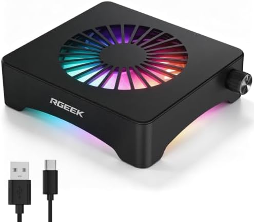 USB Computer Fan, RGB Router Cooling Fan Base, with Speed Controller - 1