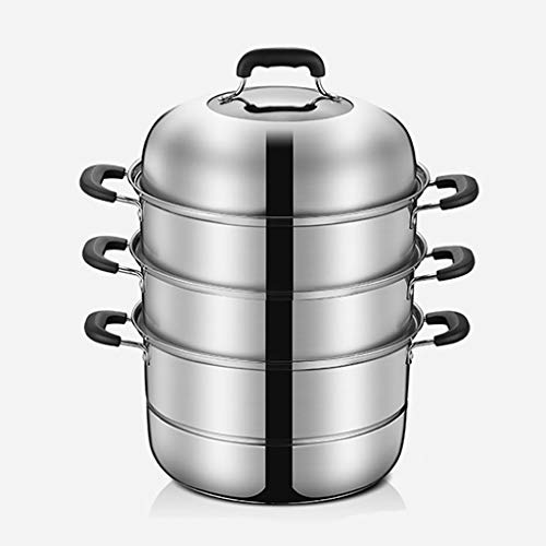 Olla De Acero Inoxidable 304, Vaporera/Soplera De 4 Capas para Uso Doméstico O Comercial, para 28 Personas, Apta para Cocina De Gas O De Inducción, 32 Cm