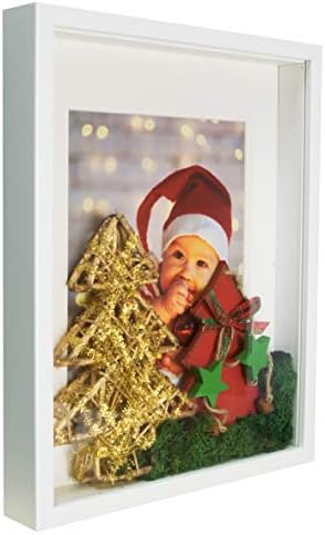 BD ART 8x10 (20 x 25 x 4.7 cm) Black Shadow Box 3D Picture Frame with Mat for 5x7 inch Photo, Glass Front