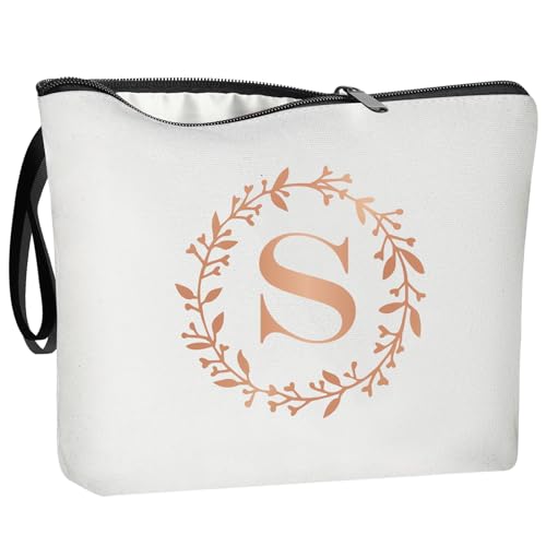 VivaJoy Beauty case personalizzato A-Z, regalo per amici per donne, regali personalizzati, regalo di compleanno per mamma, regali di compleanno per sorella da sorella, regali con monogramma, sacchetti